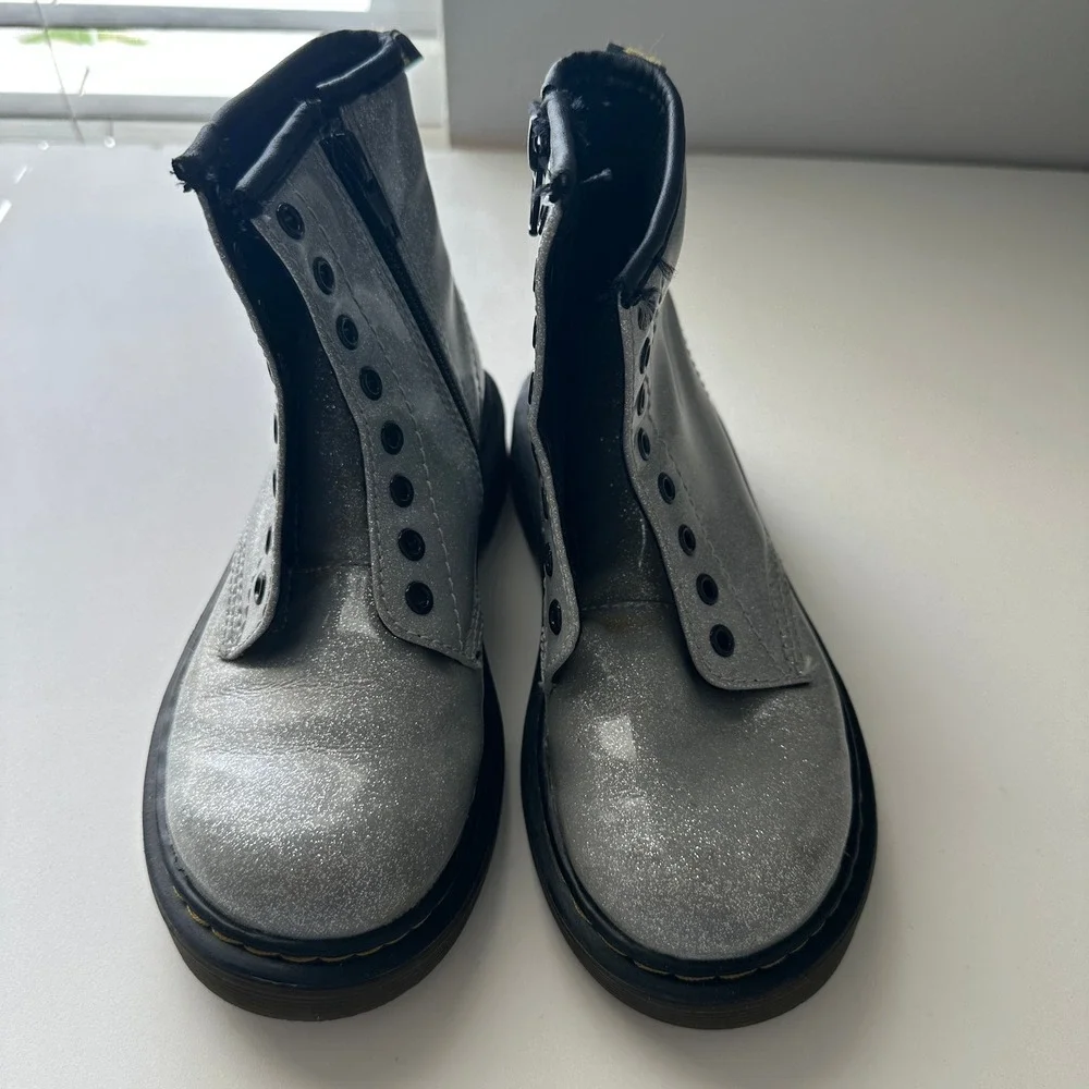 Dr. Martens 1460 Glitter J Silver Sparkle Combat Boots Kids US 12 AW004